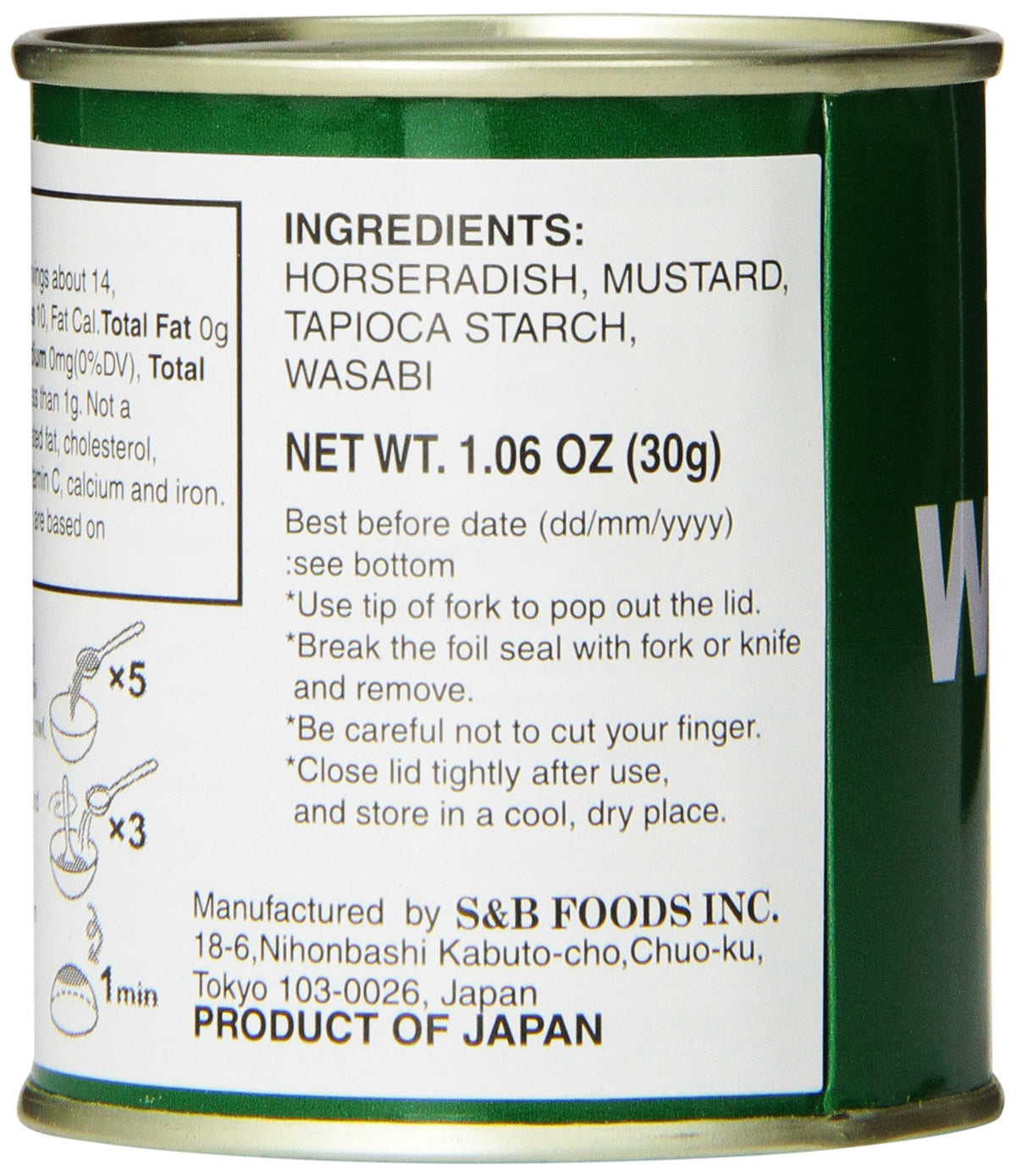 Wasabi Powder by S&B – 1.06 Ounce (Pack of 1), Model JFC 14899-0101