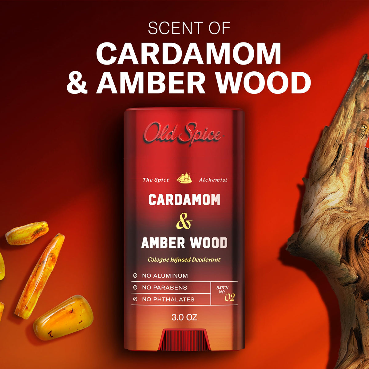 Old Spice Cardamom + Amber Wood / 3 Ounce (Pack of 1) / 1 Deodorant