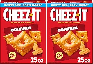 Cheez-It Cheese Crackers, Baked Snack Crackers, Lunch Snacks, Party Size, Original, 25 Ounce (Pack of 2)