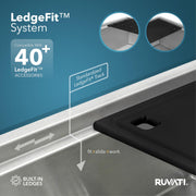 33-in Offset-Drain Workstation Sink with Black Accessories by Ruvati – 33 inch- Single Bowl, Stainless Steel, Model RVH8597