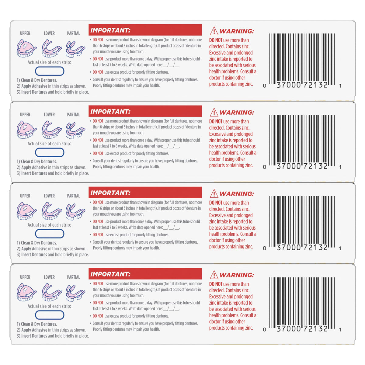 Pure Strength Secure Denture Adhesive 2.4oz (Pack of 4) by Fixodent – 2.4oz (Pack of 4), Polyvinyl Acetate (PVA), White, Pack of 4, Model FIXODENT-PURE-STRENGTH-4PACK