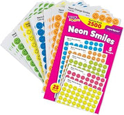 Trend Enterprises Neon Smiles, superSpots Stickers, Great on Homework, Incentives, Crafts and as Collectibles, 5 Different Designs, 25 Sheets Included, For Ages 3 and Up
