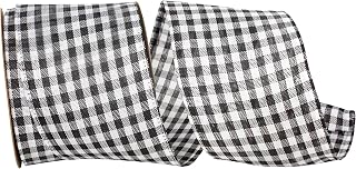 Reliant Ribbon Great Gingham Value Wired Edge, Black, 2-1/2 Inch, 10 Yards