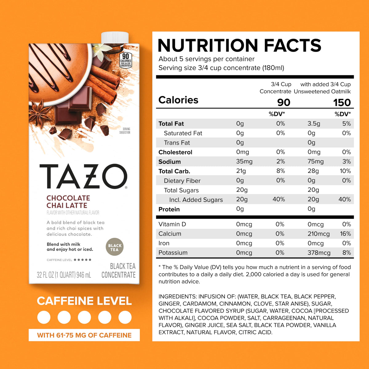 TAZO Chocolate, Chai, Iced Passion / 32 Fl Oz (Pack of 3) / 3 Chai