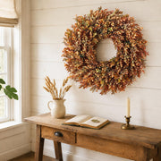 Juxdp Artificial Fall Azalea Wreath, 26 Inch, Orange-Green