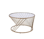 32" Clear Glass Top Coffee Table by VUSVAB – Metal, Champagne