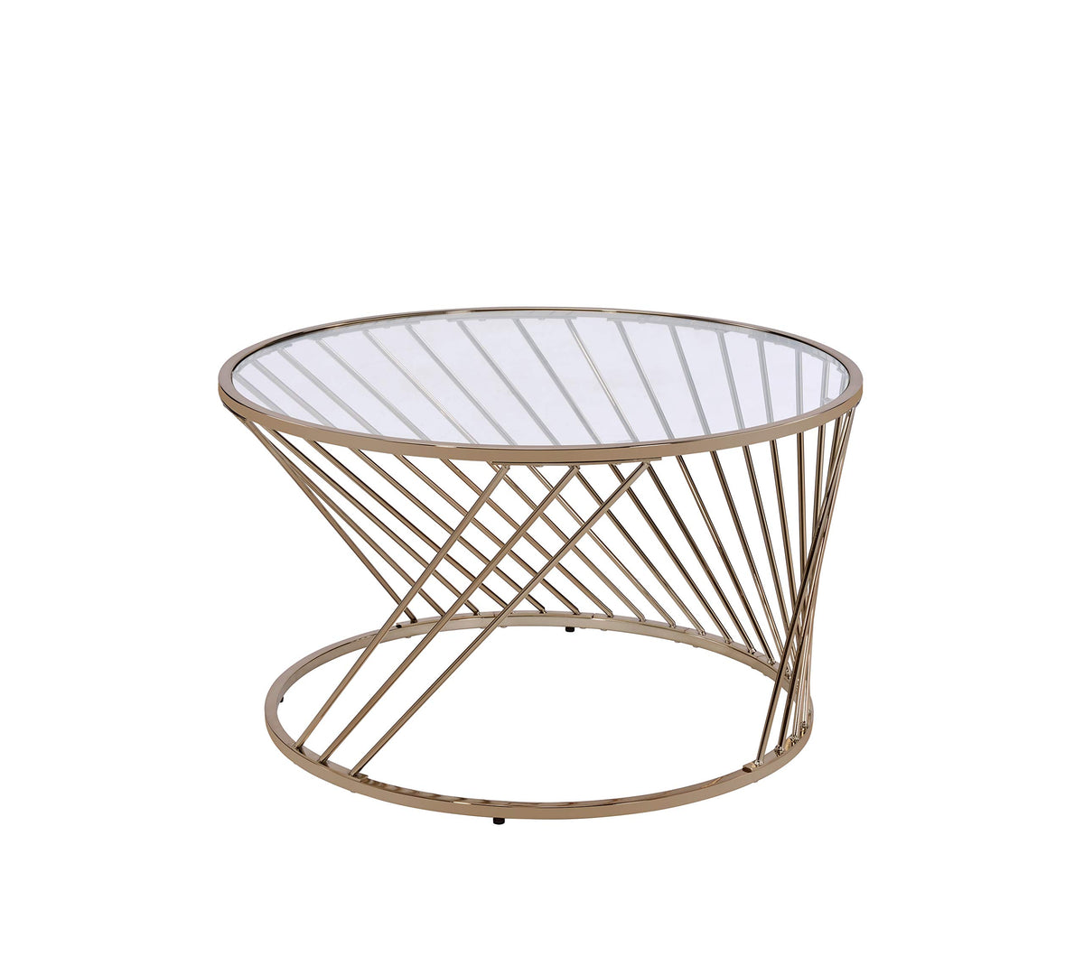 32" Clear Glass Top Coffee Table by VUSVAB – Metal, Champagne