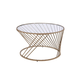 32" Clear Glass Top Coffee Table by VUSVAB – Metal, Champagne