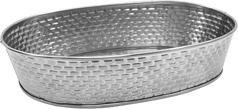 Tablecraft GPSS96 Brickhouse Collection Serving Platter, 9-1/2" x 6" x 2", Oval, Brick Pattern Texture, Dishwasher Safe, Stainless Steel