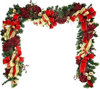 9' Holiday Garland with Ornaments, Hydrangeas and Bows
