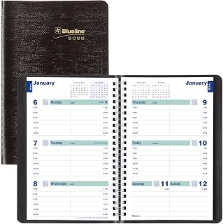 Blueline 2025 Plan & Link™ Essential Weekly Planner, Appointment Book, 12 Months, January to December, 8" x 5", Black (C5075.81T-25)