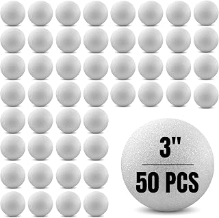 Hygloss Products Foam Balls - Bulk Pack - Craft Foam (XPS) for Projects, Arts, & Crafts, 3-Inch, White, 50 Pieces