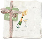 Decorative Hemstitch Cocktail Napkins, 6"x6" Washable Linen-Like Cloth Napkins, Handmade for Entertaining and Everyday Use (New Year's Eve)