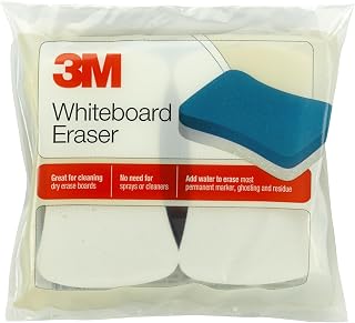 3M Whiteboard Eraser for Whiteboards, 2-Pack, White/Blue (581-WBE), Rectangular foam Eraser