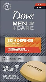 Dove Men+Care Soap Bar For Smooth, Hydrate & Nourishing the Skin - Defense Effectively Washes Away Bacteria, Cream, 3.75 Oz, 6 Count