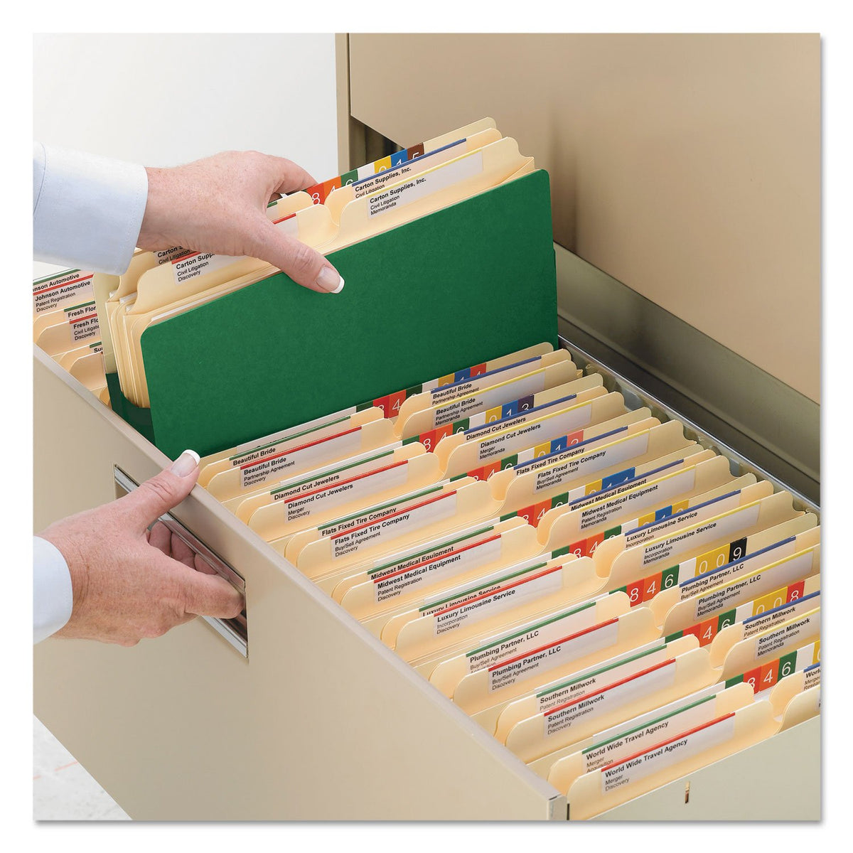 Drop Front Panel Colored File Pockets (Smead) – Legal, Colored stock, Green, Model SMD74226
