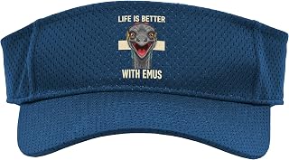 Bird Life is Better with Emus, Cheeky Emu Portrait Sport Sun Visor