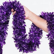 50Ft Purple Christmas Garland Decorations,Xams Tinsel Stems Non-Lit Soft Twist Garland Decor for Tree Stairs Railing Front Door Mantle Fireplace Indoor Outdoor Holiday Home
