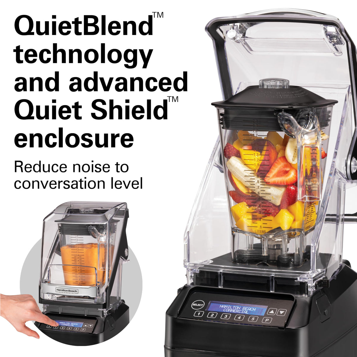 Hamilton Beach Commercial 64 Ounce / 2 Liter / HBH755R / Black/Clear Countertop Blenders