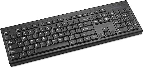 Kensington KB150 EQ Wireless Keyboard, Full Size, 2.4GHz Wireless Connection, Spill-Proof, 104-key, Black (K75561NA) | Full-size 104-key layout, 2.4GHz wireless connection, spill-proof design