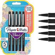 Paper Mate Flair Felt Tip Pens | Medium Point (0.7 mm) Writing Pens | Black Pens | For Writing, Drawing & Sketching | 5 Count