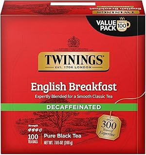Twinings TEA, TEA, DECAF, ENGLISH BRKFAST, Pack of 6, Size 50 BAG - No Artificial Ingredients