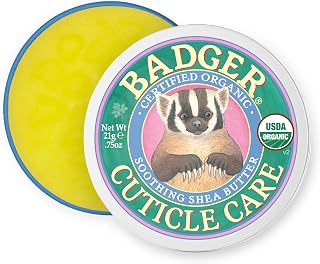 Badger Organic Cuticle Cream, Shea Butter, .75 oz Tin | Deep Hydration for Dry Cracked Cuticles & Hangnails, Non-Greasy, Strong Healthy Nails, Cuticle balm, Cuticle oil