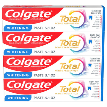 Total Whitening Toothpaste with Fluoride by Colgate – 5.1 Fl Oz (Pack of 4), Pack of 4, Model 61032206