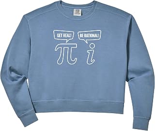 Women's Geek Sarcastic Pi Funny Math Get Real Be Rational Comfort Colors Crop Sweatshirt