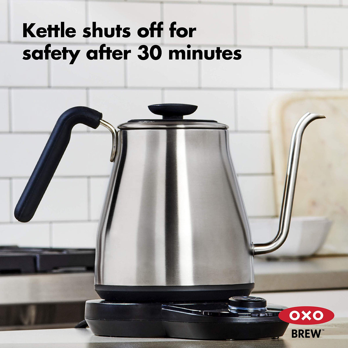 Brew Pour Over Gooseneck Electric Kettle - Stainless Steel by OXO – 1.1 Quarts, 1.0 liters, Stainless Steel, Model 8717100