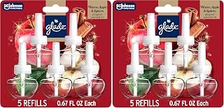 Glade PlugIns Refills Air Freshener,Warm Apple & Spices,Scented and Essential Oils for Home and Bathroom,0.67 Fl Oz,(Pack of 10)