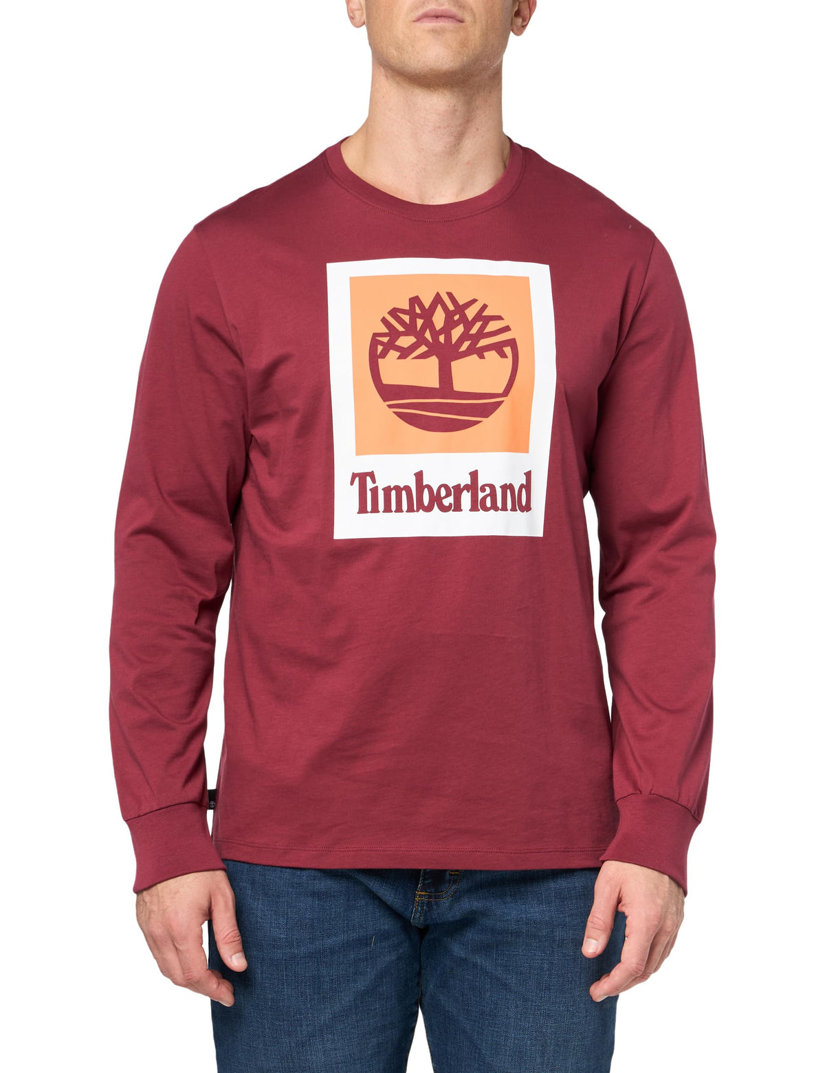 Men's Colored Long Sleeve Tee by Timberland – Cotton, Cordovan