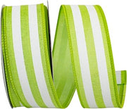 Reliant Ribbon 93874W-204-09F Continuous Stripe Linen Wired Edge Rd Ribbon, 1-1/2 Inch X 10 Yards, Lime