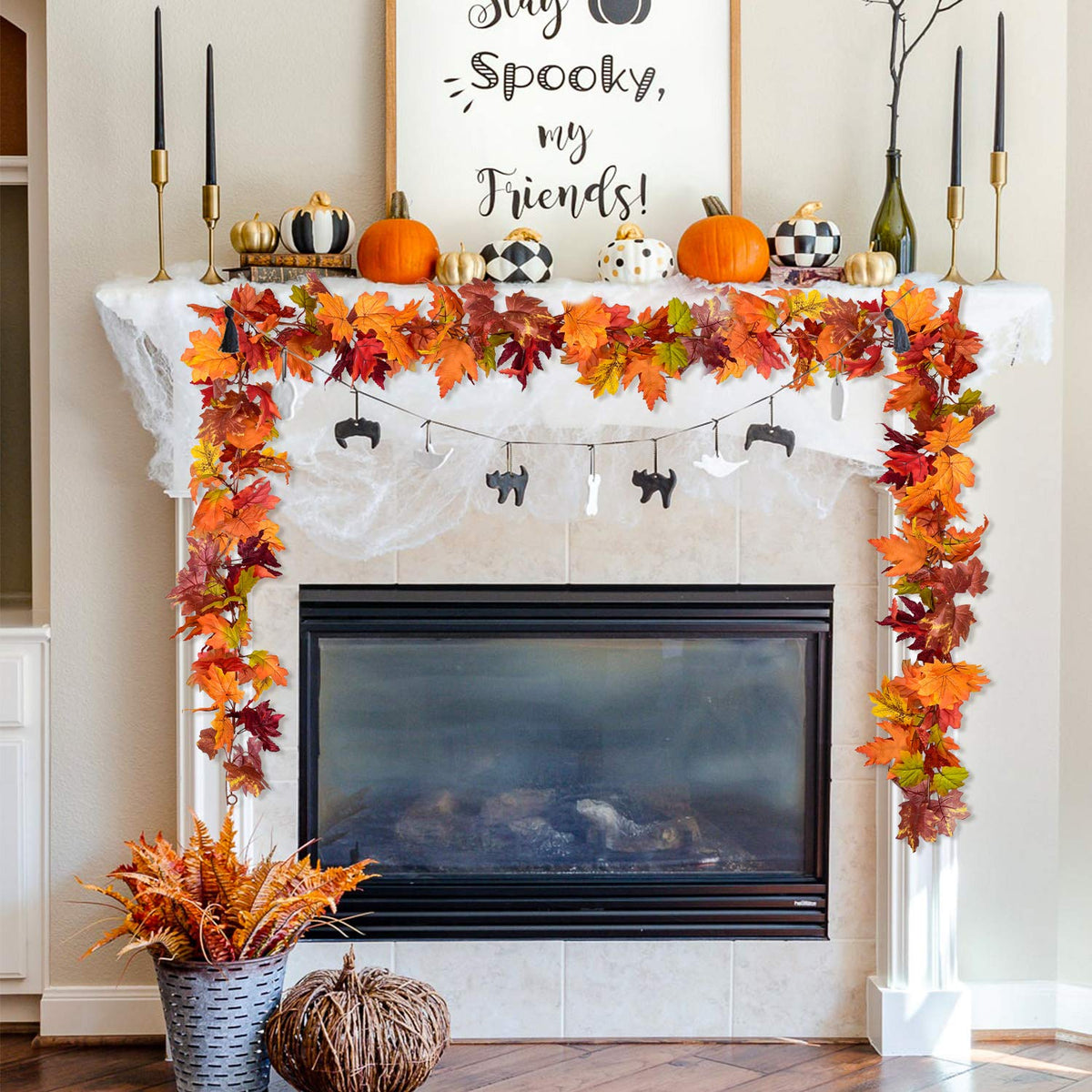 DearHouse Fall Maple Leaf Garland, 5.9 Feet, 2 Pack