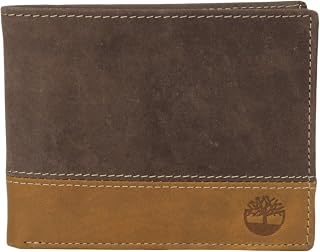 Timberland Men's Leather Passcase Bifold Wallet Hybrid, Brown/Tan, One Size