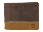 Men's Leather Passcase Bifold Wallet Hybrid by Timberland – One Size, Leather, Brown/Tan, Model D87242/81