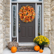 Hey Beky Harvest Wreath, 24 Inch Diameter, Autumn Orange