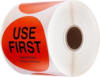 DayMark Safety Systems IT112596 USE First Trilingual Removable Label, 3" Circle, Orange (Roll of 500)