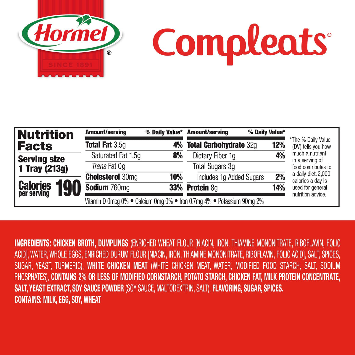 Dumplings & Chicken by HORMEL COMPLEATS – 7.5 Ounce (Pack of 7), Pack of 7, Model 48675