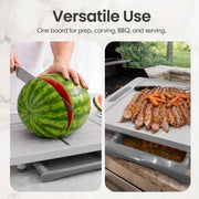 Karving King Carving Board with Drip Tray and Spikes, 20x13 Inch, Gray