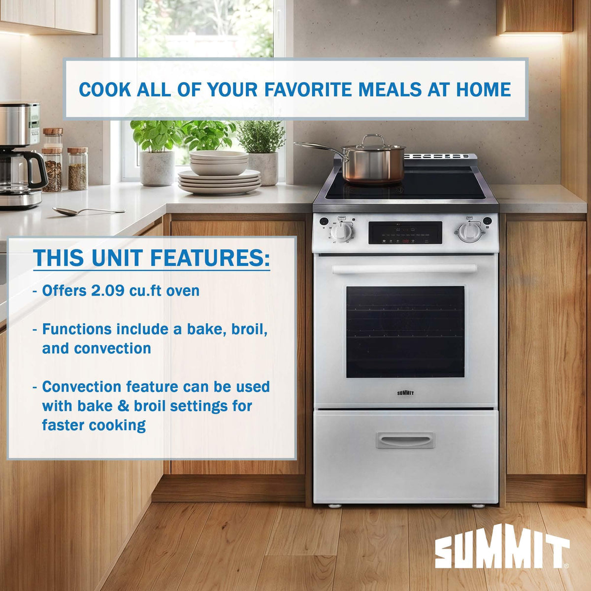 Summit 20" Induction Range by Summit Appliance – 20 Inch, 2.09 cubic_feet, White, Model REN20SS4