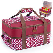 Bagsprite Double Layer Casserole Carrier, Fits 9 x 13 Inch Dishes, Cranberry