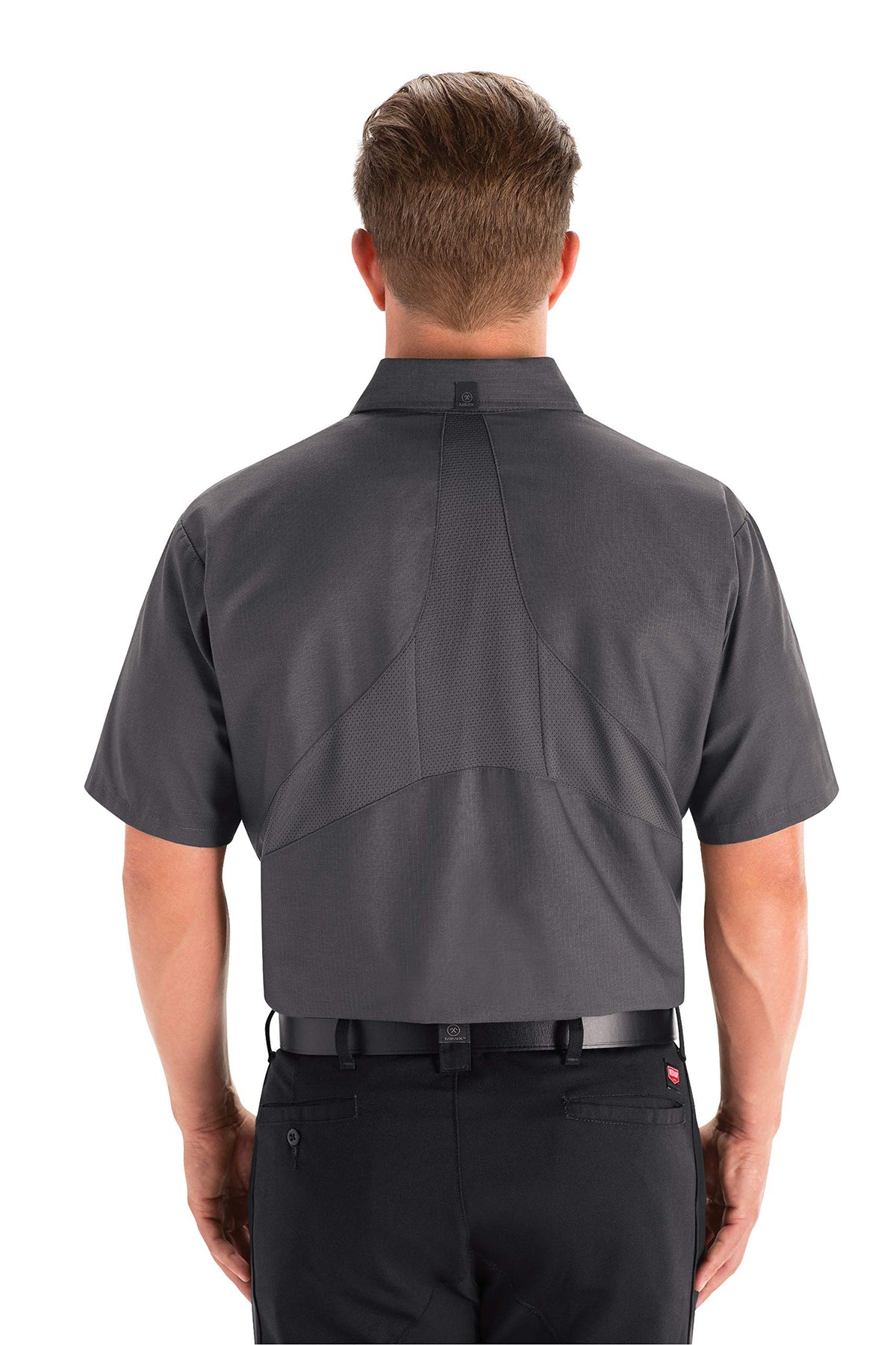 Men's Short Sleeve Work Shirt with Mimix by Red Kap – Large, Polycotton, Charcoal, Model SX20-CH-L
