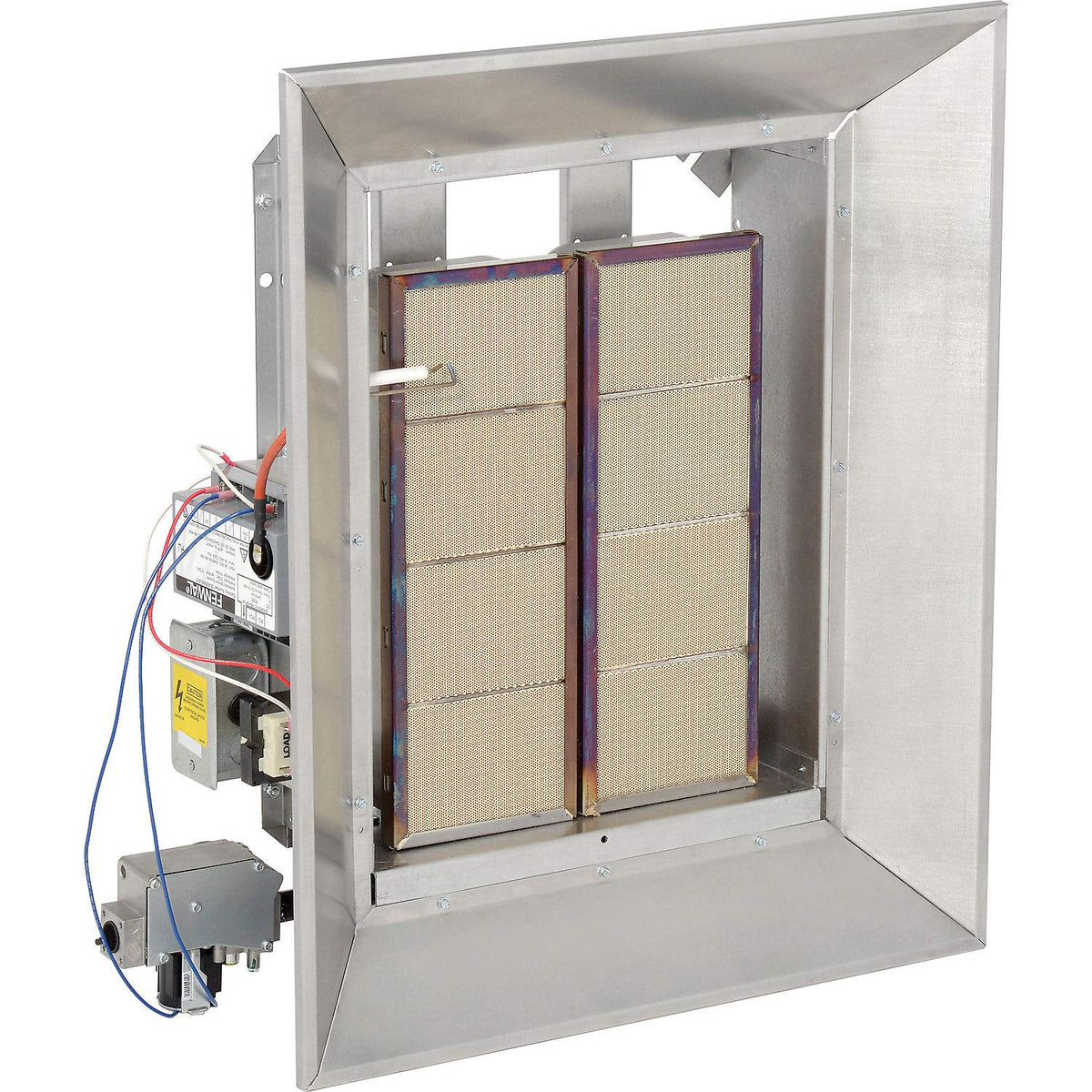 SunStar Natural Gas Heater Infrared Ceramic by GUM – 23.63"L x 26.5"W x 7.75"H, Aluminized Steel / Aluminum Reflectors, Silver, Model SG8-N