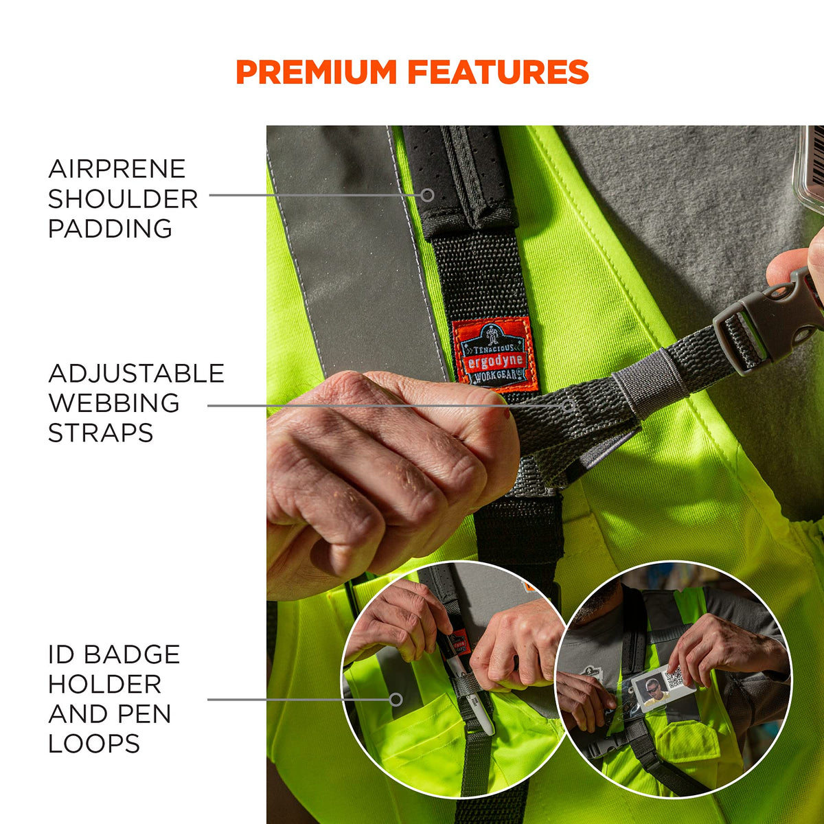 Squids 3138 Barcode Scanner Padded Harness by Ergodyne – Large, Synthetic Rubber, Black, Model 19189