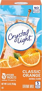 Crystal Light Drink Mix, Sugar Free Powdered Water Enhancer, Natural Flavor Low Calorie Beverage Mix, Classic Orange, 5 Pitcher Packets, 2.5 Ounce Box (Pack of 12)