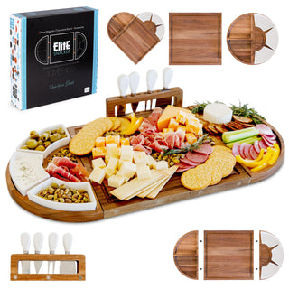 The Elite Snacker Charcuterie Board Set, Acacia Wood Magnetic, Large