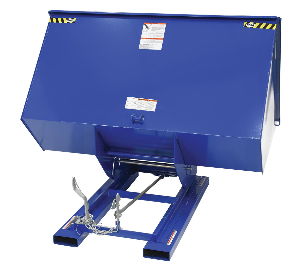 Steel Heavy Duty Self Dumping Hopper 3 Cubic Yard 6000 Lb. Capacity Blue by Vestil – 81.19"W x 51.63"H, Alloy Steel, Blue, Model D-300-HD
