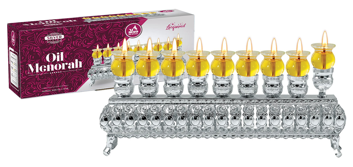Ner Mitzvah Silver Wall Menorah, Holds Standard Oil Cups or Large Candles, 3 Inches