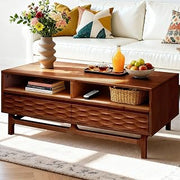 Acacia Elara 47" Wood Coffee Table with Open Shelf & 2 Drawers, Walnut